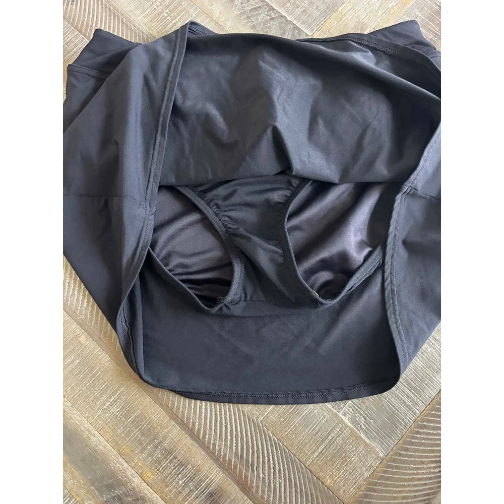 Lands End Womens Black Swim Skirt Size 8 Skort Bottom Attached Briefs